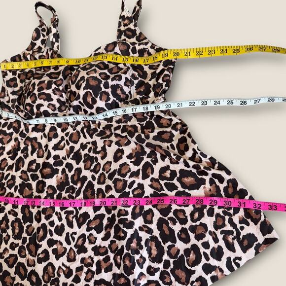 Aqua Eve Leopard Tankini Cami Swimsuit Top Flare Built In Bra Size 22W New Tag - Picture 13 of 15